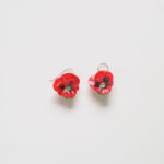 Red Pansy Drop Earrings