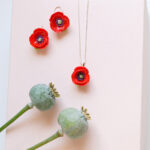 Porcelain red Poppy Necklace
