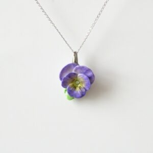 Porcelain Purple Pansy Necklace