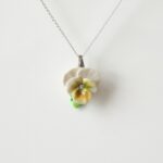 Porcelain Yellow Pansy Pendant With Sterling Silver Necklace