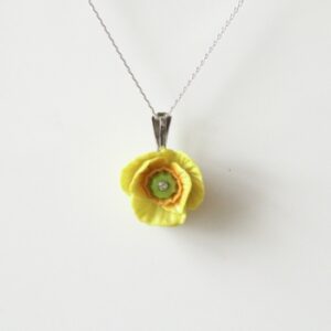 Porcelain Yellow  Poppy Necklace