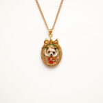 Small Red Panda Cameo Pendant Necklace