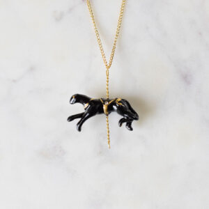 Merry Go Round Small Black Panther Necklace