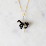 Merry Go Round Small Black Horse Necklace