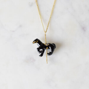 Merry Go Round Small Black Horse Necklace