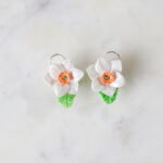 Porcelain White Daffodil Drop Earrings
