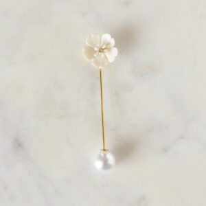 Porcelain Apple Blossom Pin Brooch - Pearl