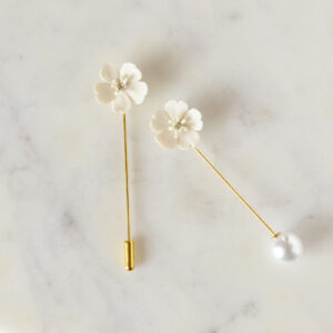 Porcelain Apple Blossom Pin Brooch