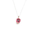 Small Burgundy Poppy Necklace