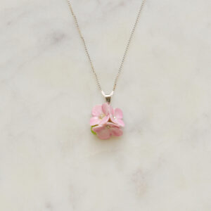 Hydrangea Pendant Necklace - Pink