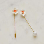 Porcelain White Daffodil Pin Brooch