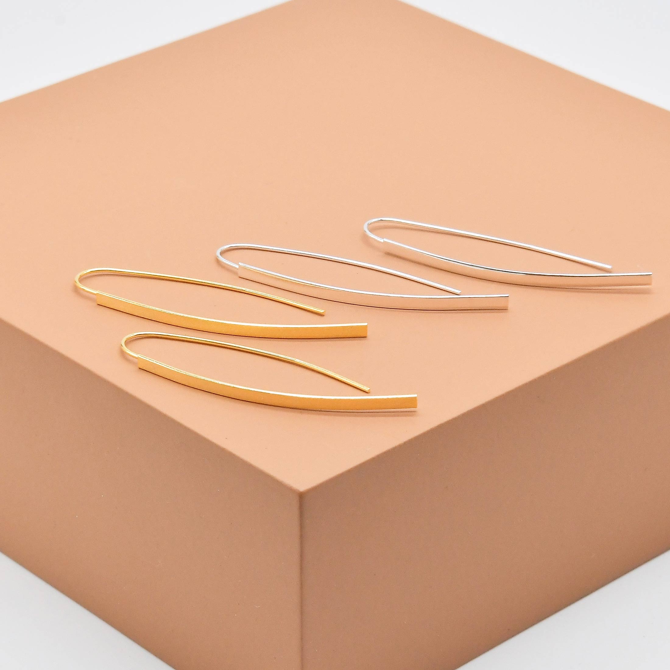 Minimal Geometric Bar Hook Earrings