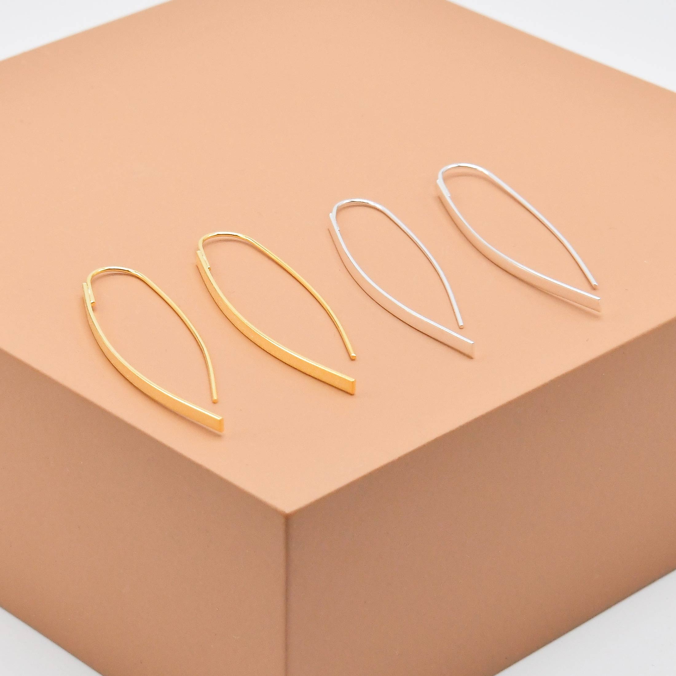 Minimal Geometric Bar Hook Earrings - Image 2