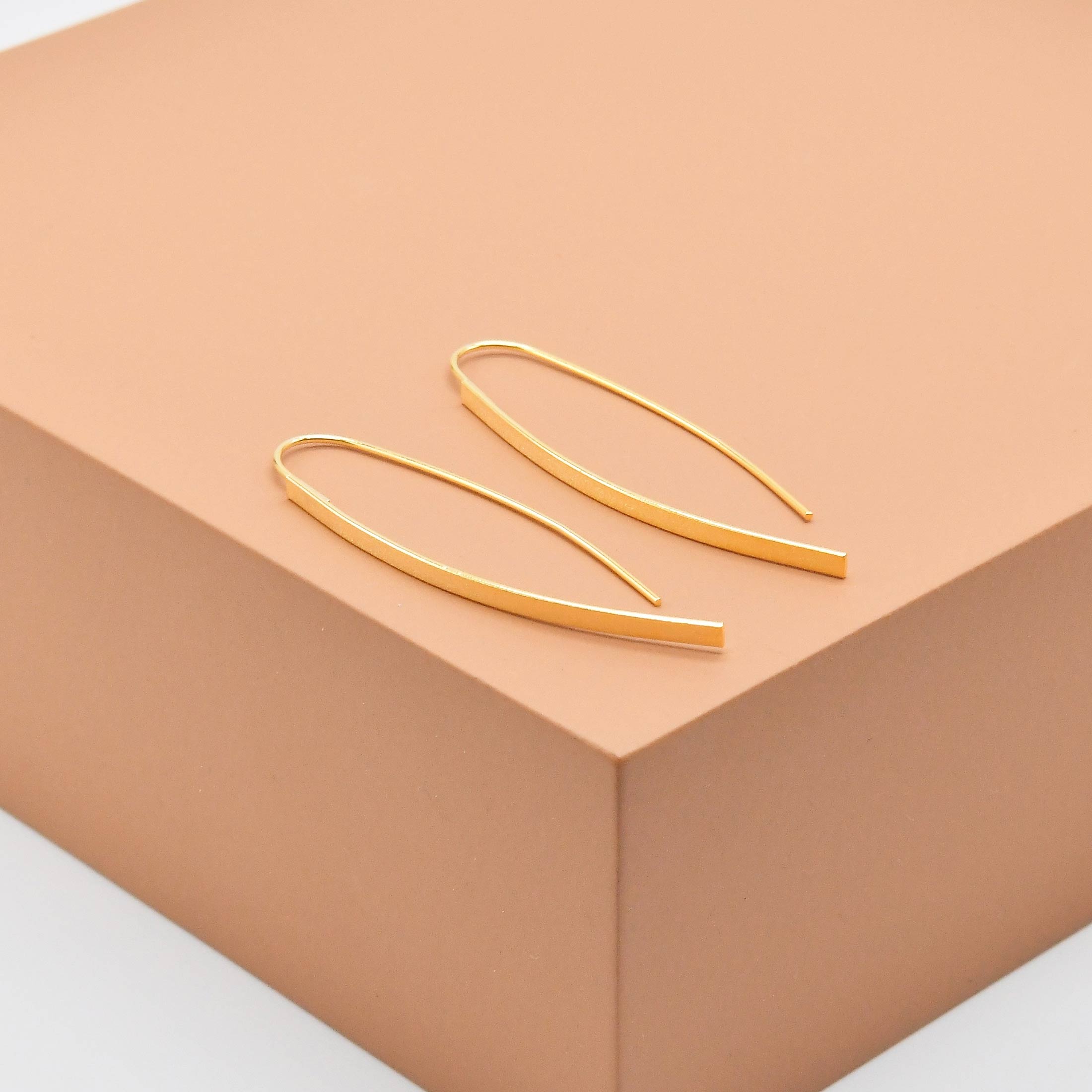 Minimal Geometric Bar Hook Earrings - Image 5