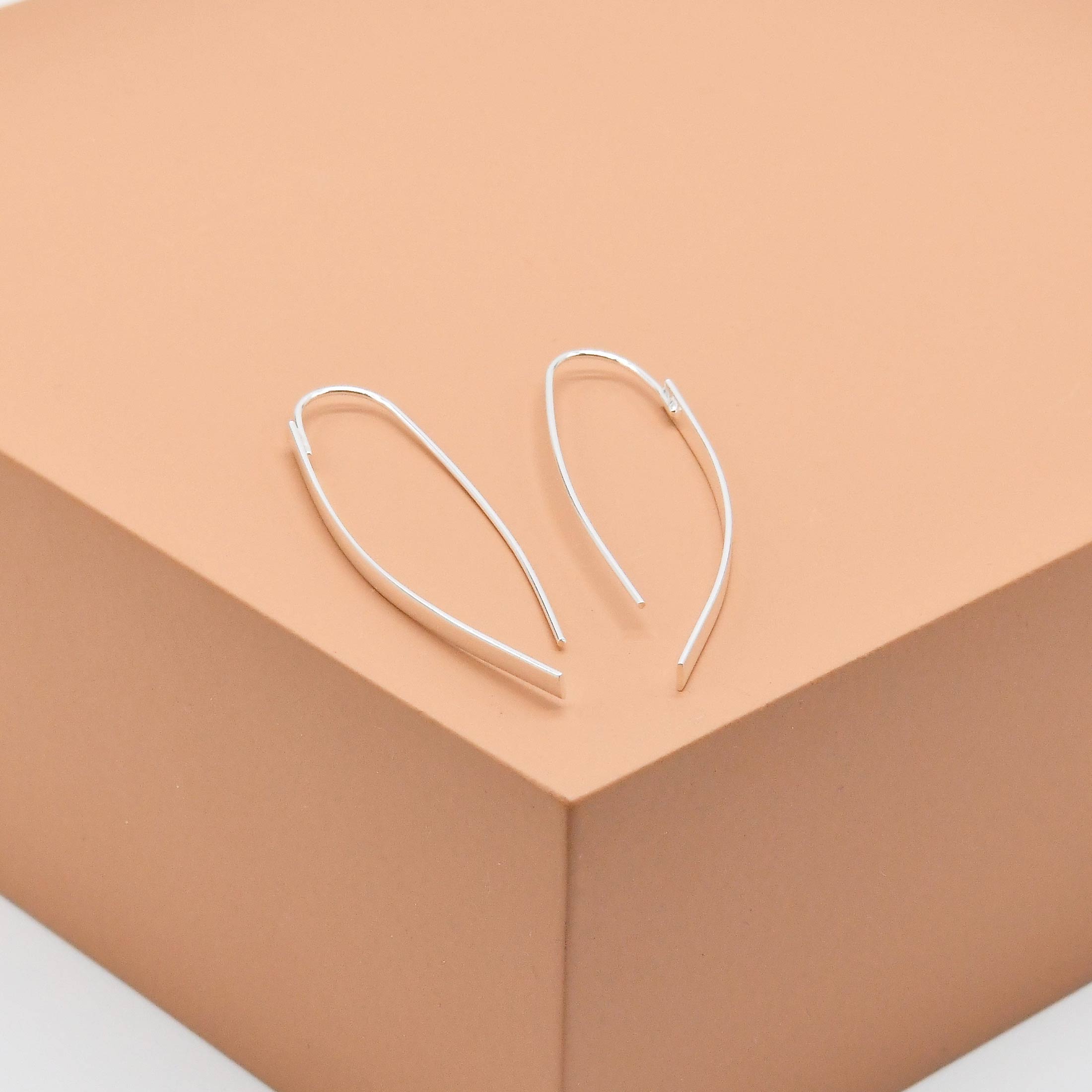 Minimal Geometric Bar Hook Earrings - Image 3