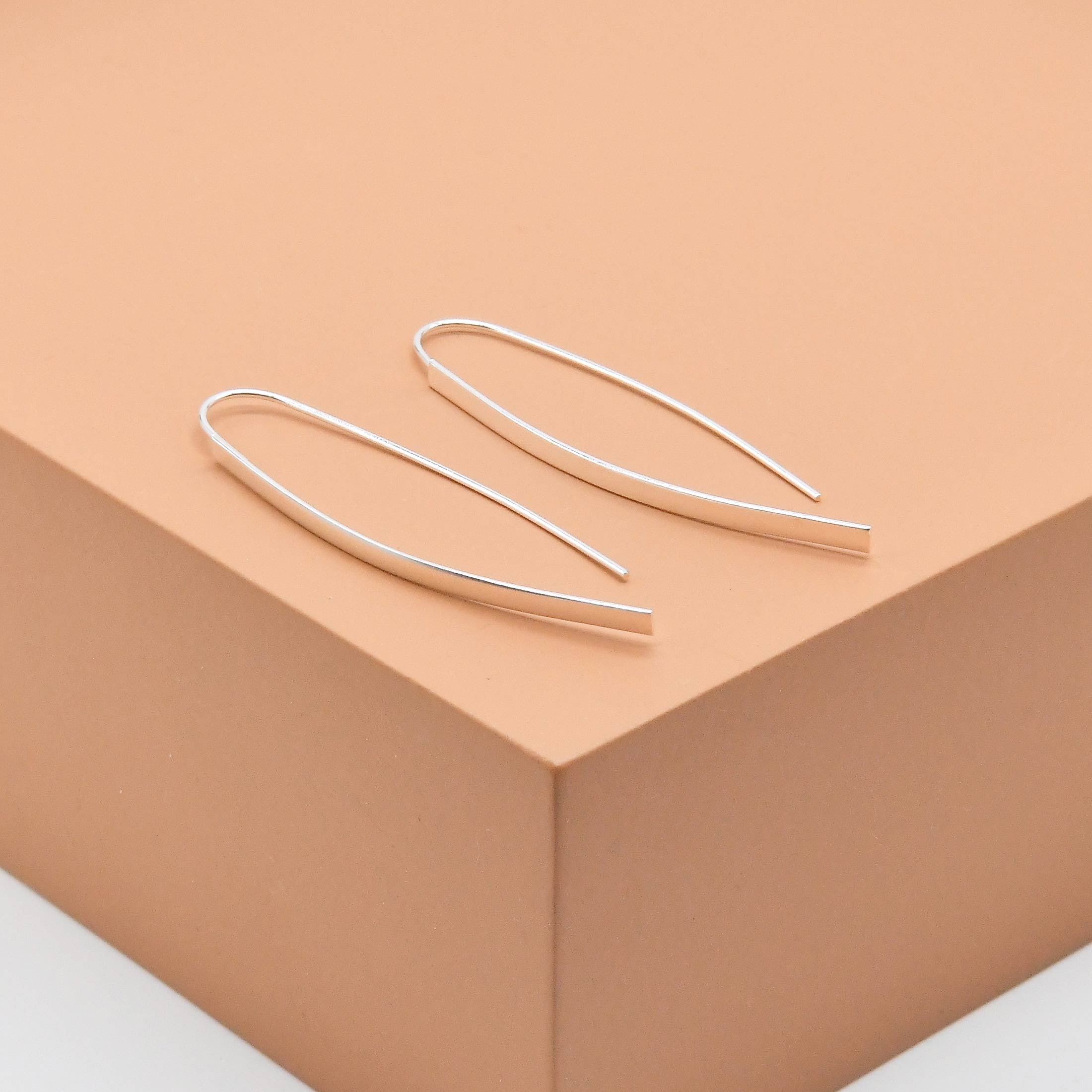 Minimal Geometric Bar Hook Earrings - Image 4