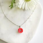 Small Red Poppy Necklace
