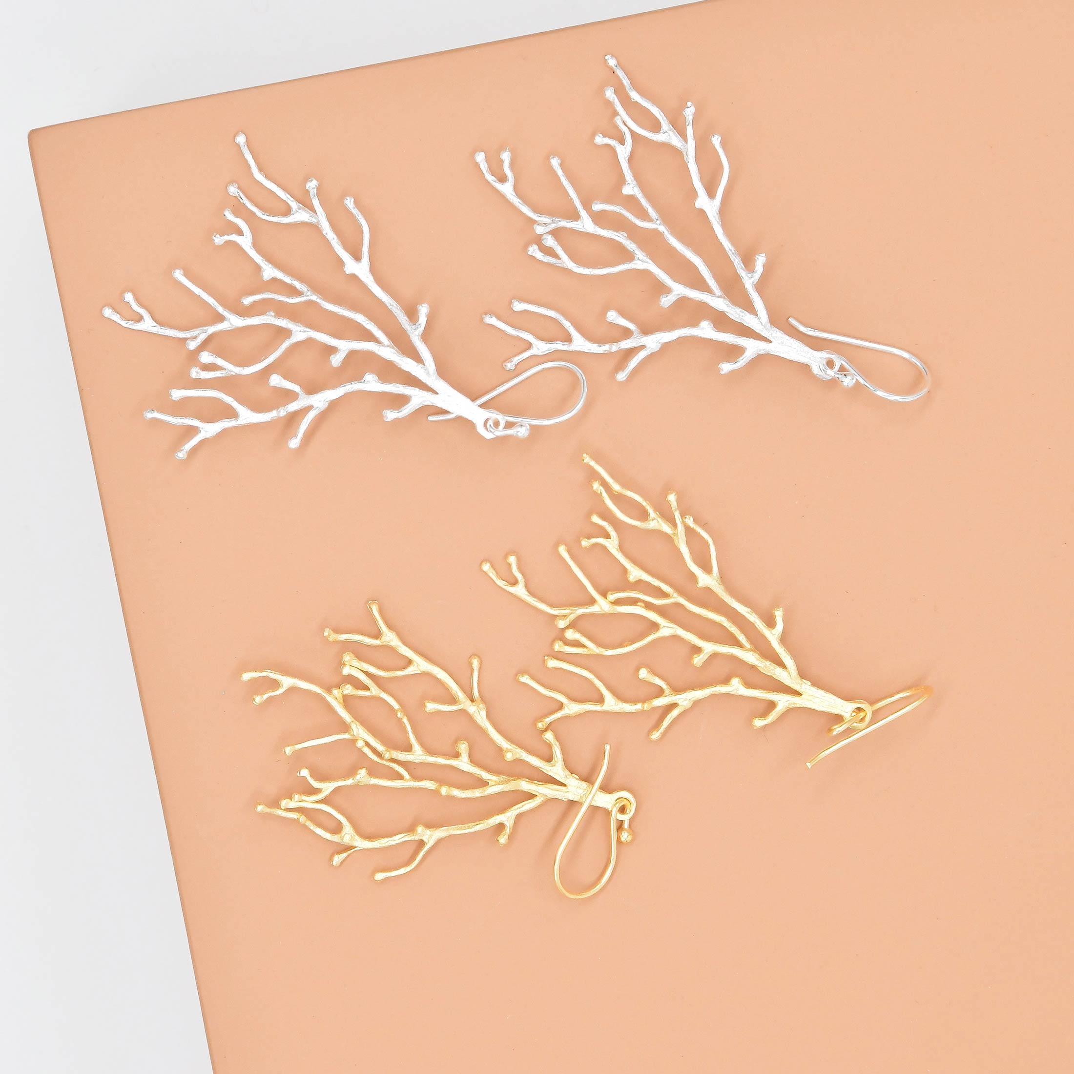 Statement Coral Long Drop Earrings - Image 4