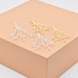 Statement Coral Long Drop Earrings