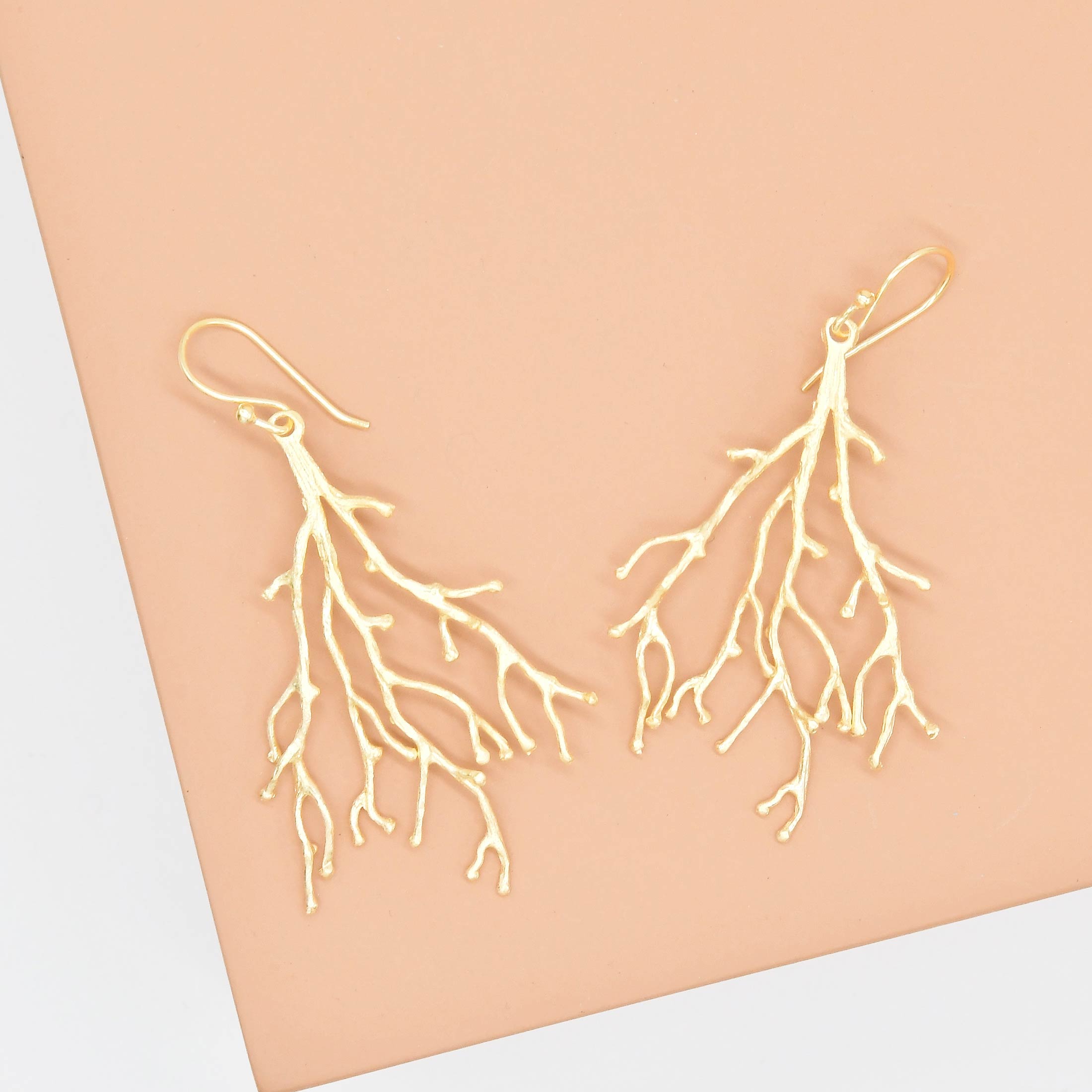 Statement Coral Long Drop Earrings - Image 5