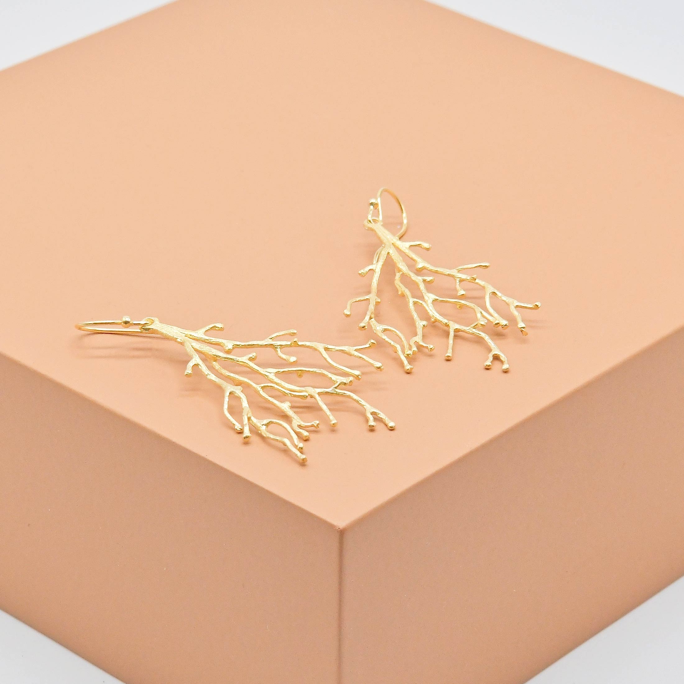 Statement Coral Long Drop Earrings - Image 3