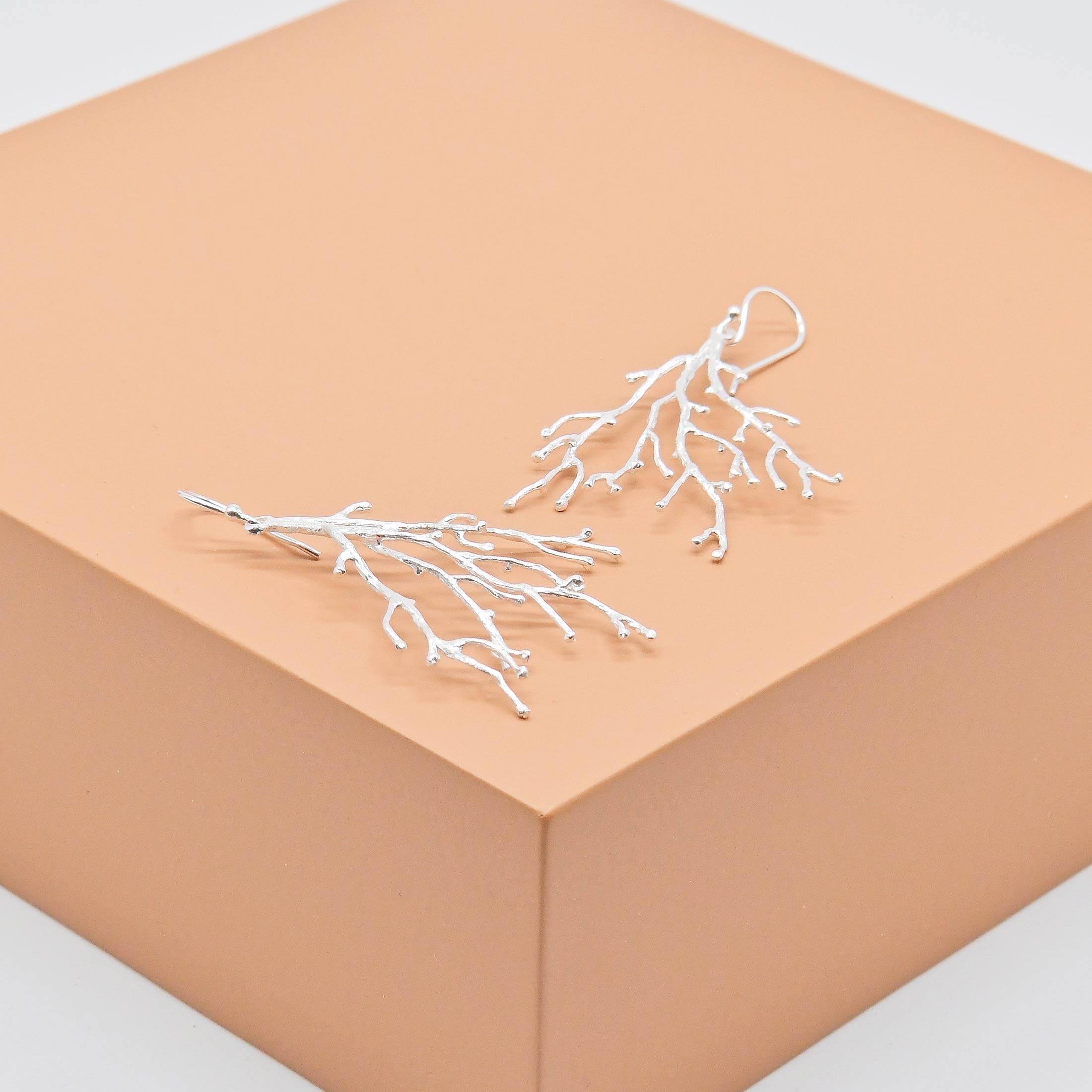 Statement Coral Long Drop Earrings - Image 2