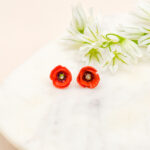 Red Poppy Stud Earrings