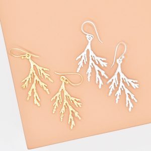 Cedar Branch Leaf Drop Earrings