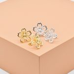 Silver Cherry Blossom Stud Earrings