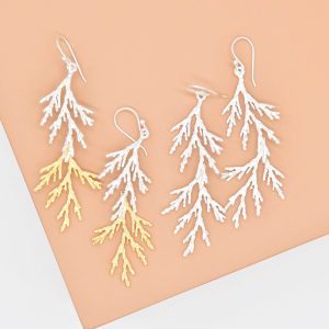 Double Cedar Branch Drop Earrings