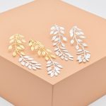 Long Double Leaf Branch Drop Earrings