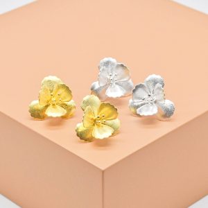 3D Full Blossom Flower Stud Earrings