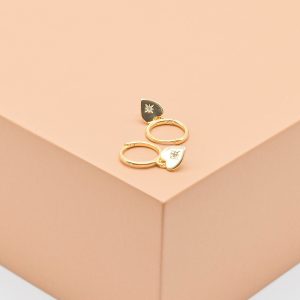 Starry Heart Huggie Drop Earrings