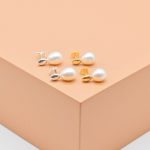 Oval Stud Freshwater Pearl Drop Earrings