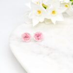 Pink Rose Stud Earrings