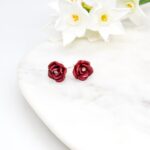 Red Rose Stud Earrings