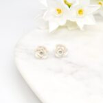 White Rose Stud Earrings