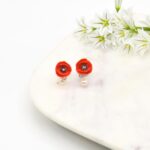 Porcelain Red Poppy Pearl Drop Earring