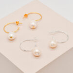 Dangling Pearl Hoop Earrings
