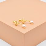 Gold Snake Pearl Drop Earrings