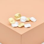 Round Textured Two-Tone Cocktail Earrings
