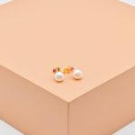 Ruby & Freshwater Pearl Gold Stud Earrings
