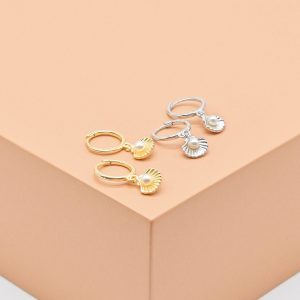 Pearl Shell Huggie Drop Earrings