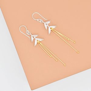 Fuchsia Flower Long Drop Earrings