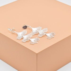 Gingko Leaves Statemen Drop Earrings - Silver
