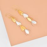 Silver & Gold Flower Long Drop Earrings