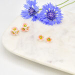 Porcelain Hollyhock Stud Earrings