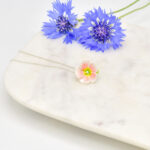 Porcelain Hollyhock pendant with sterling silver necklace