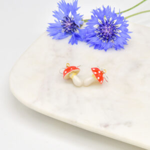 Porcelain Mushroom Drop Earrings