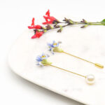 Porcelain Iris Pin Brooch